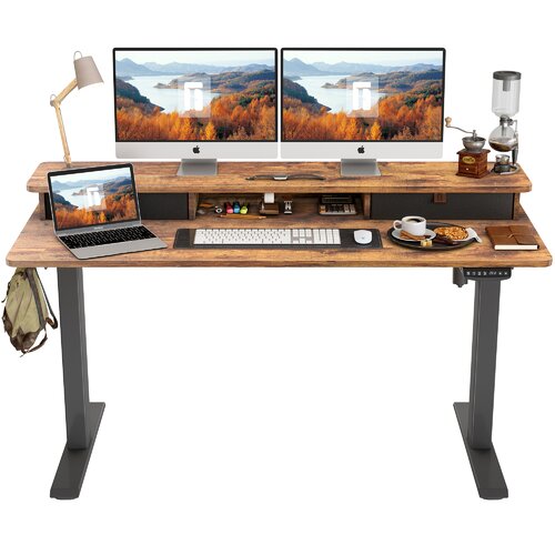 Inbox Zero Height Adjustable Electric Standing Desk, 55 X 24 Inches